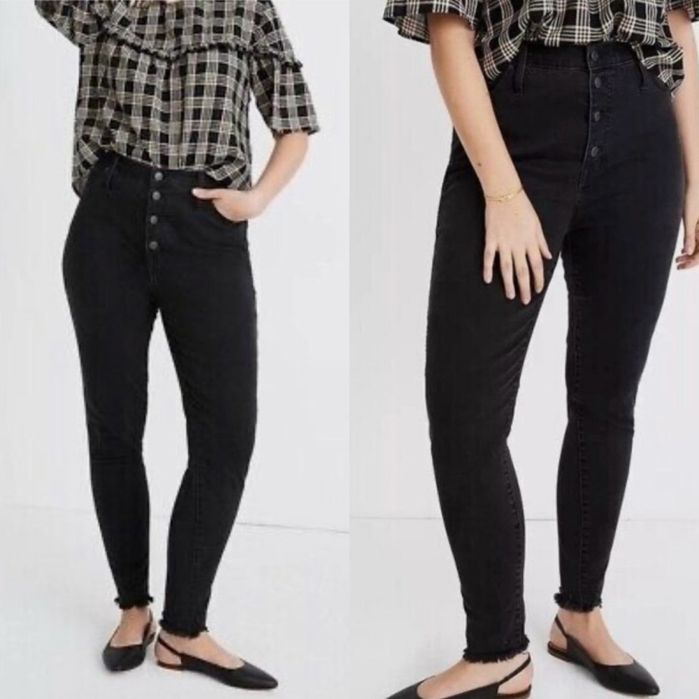 Madwell Black 10" High Rise button Up Skinny Jeans size 31